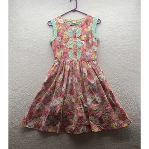 Matilda Jane Leah Dress Size Small S Floral‎ Sleeveless Fit Flare Hippie Pockets